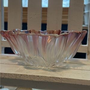Vintage Mikasa Waltherglas "Sylvia" hostess bowl featuring a frosted pink
